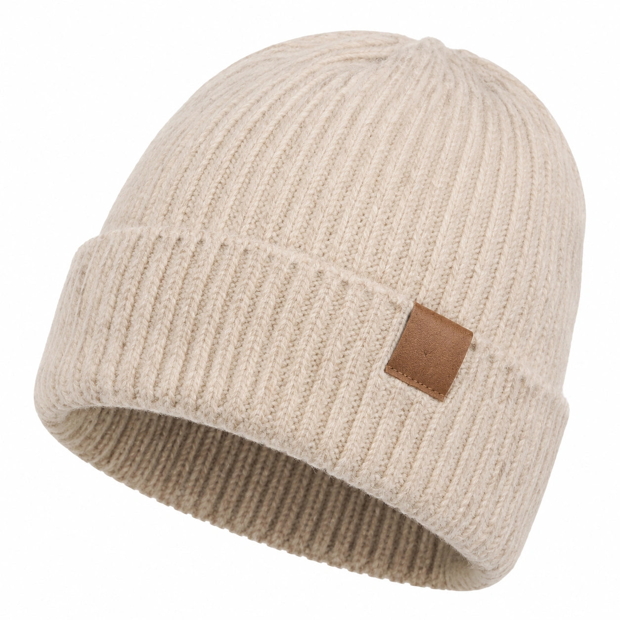 Bonnet côtelé beige pour adultes