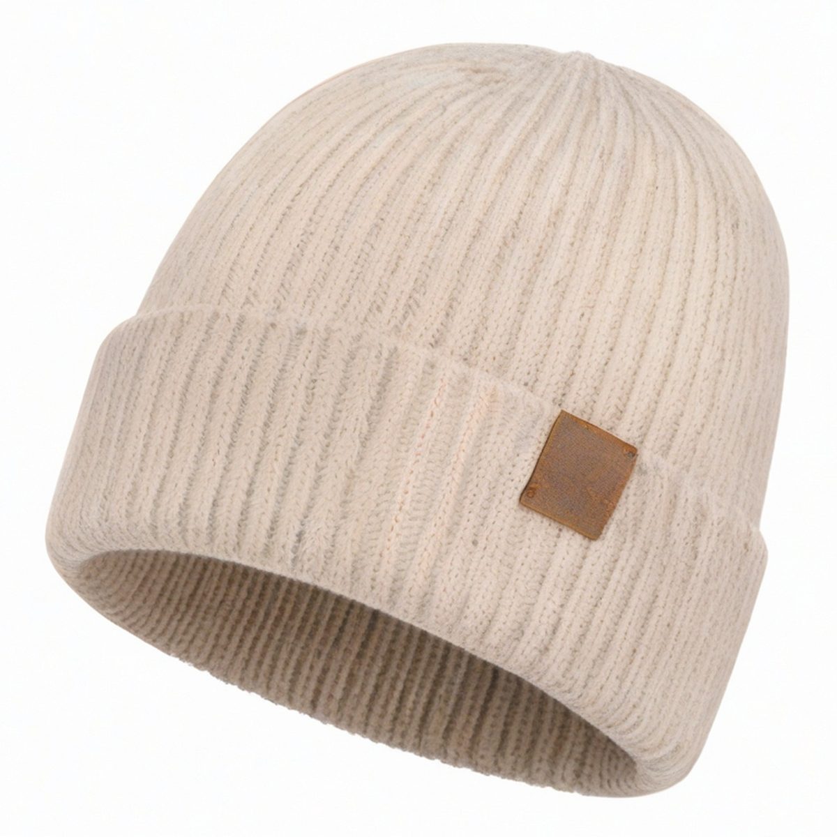 Bonnet côtelé beige pour adultes