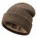 Bonnet d'Hiver Chaud Doublé en Côtelé Marron