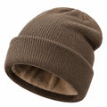 Bonnet d'Hiver Chaud Doublé en Côtelé Marron