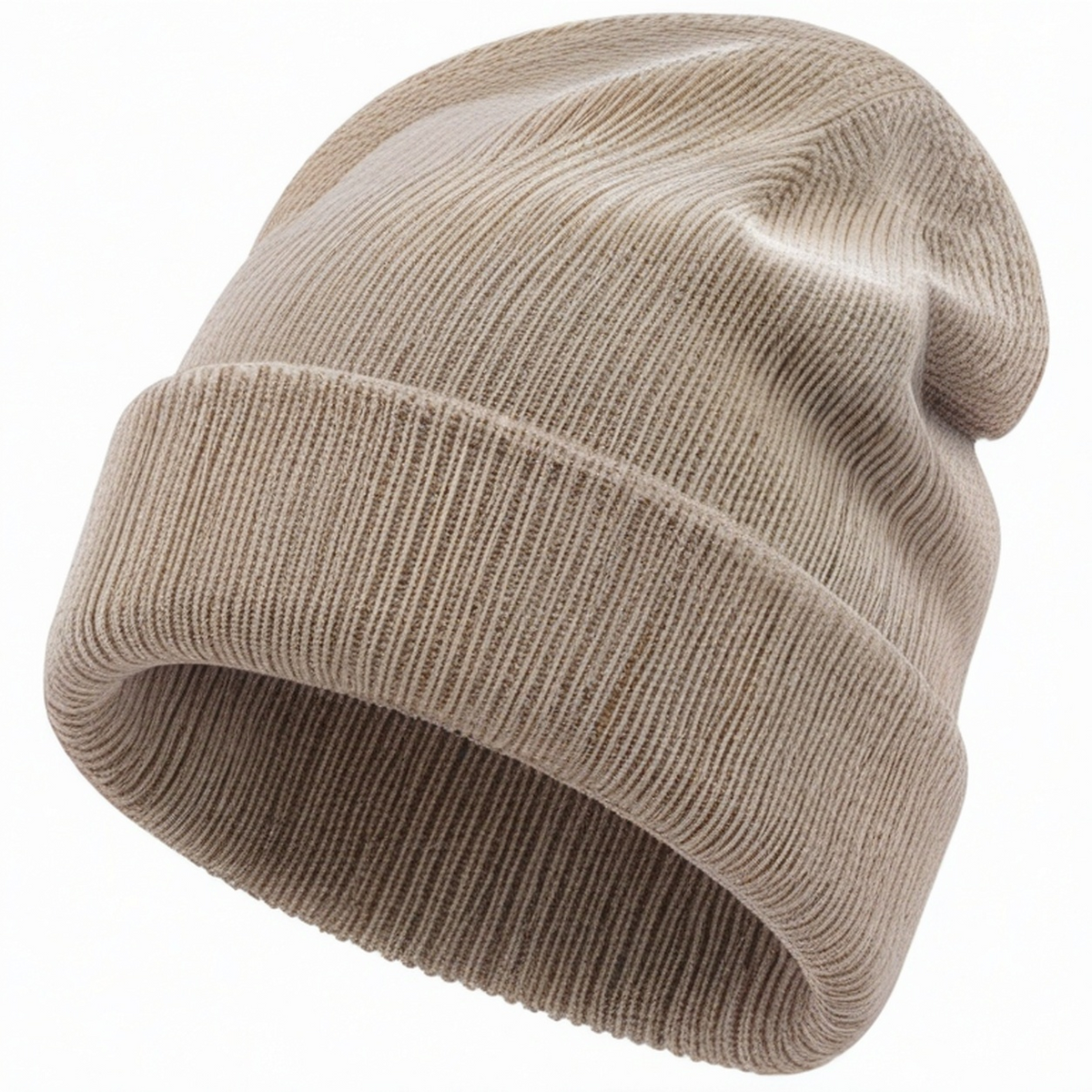 Bonnet tricoté côtelé beige pour adultes
