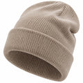 Bonnet tricoté côtelé beige pour adultes