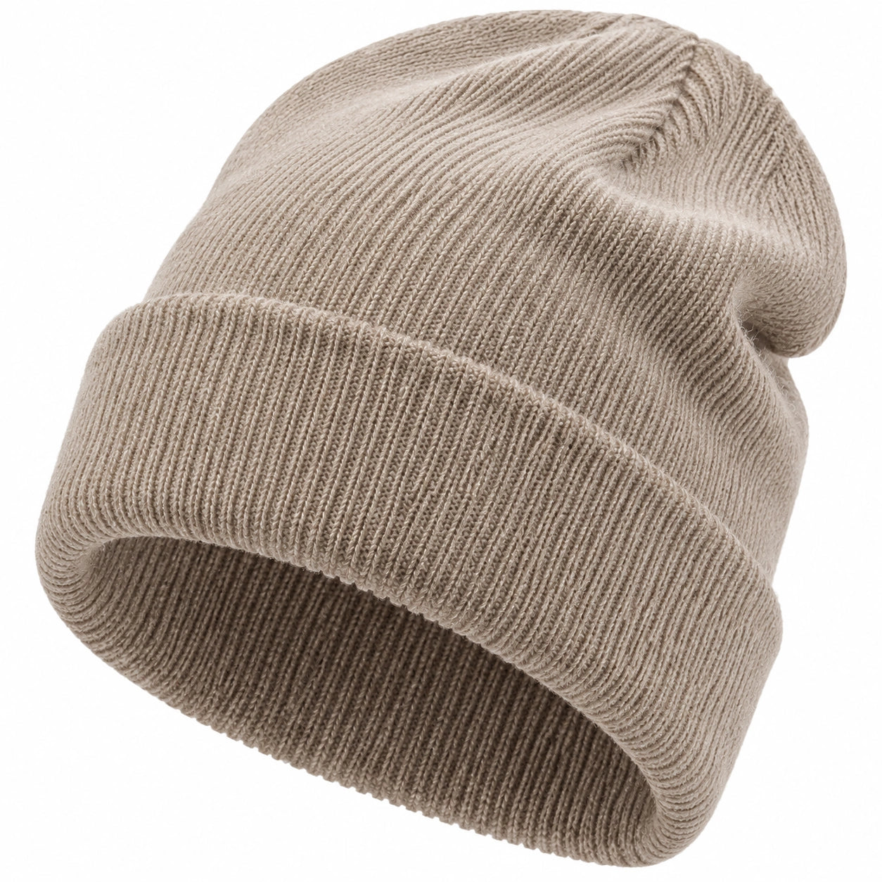 Bonnet tricoté côtelé beige pour adultes