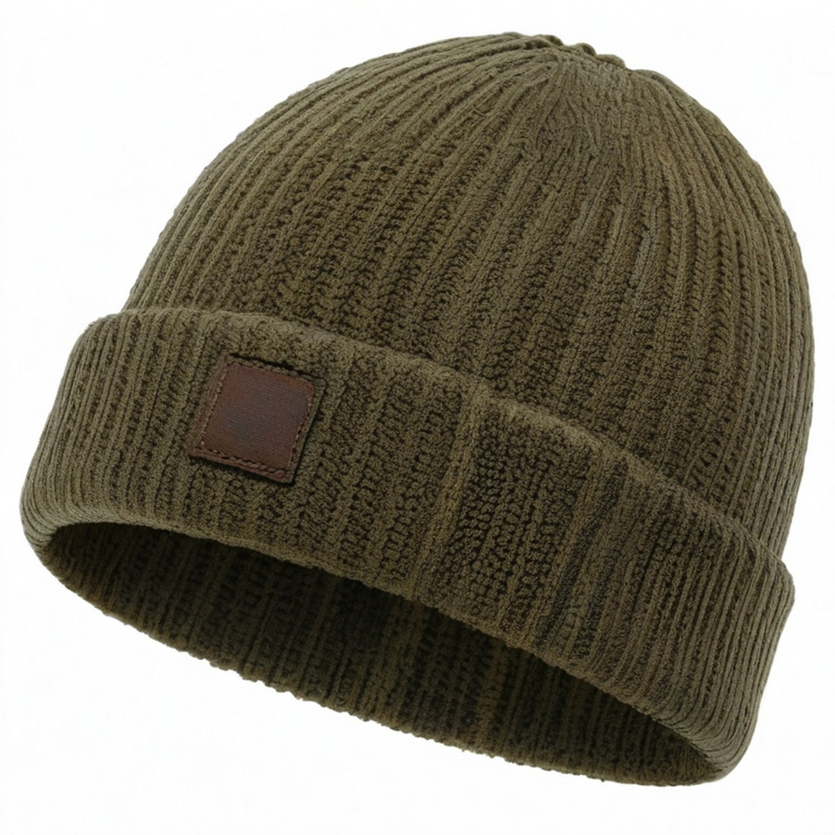 Bonnet côtelé vert olive pour adulte