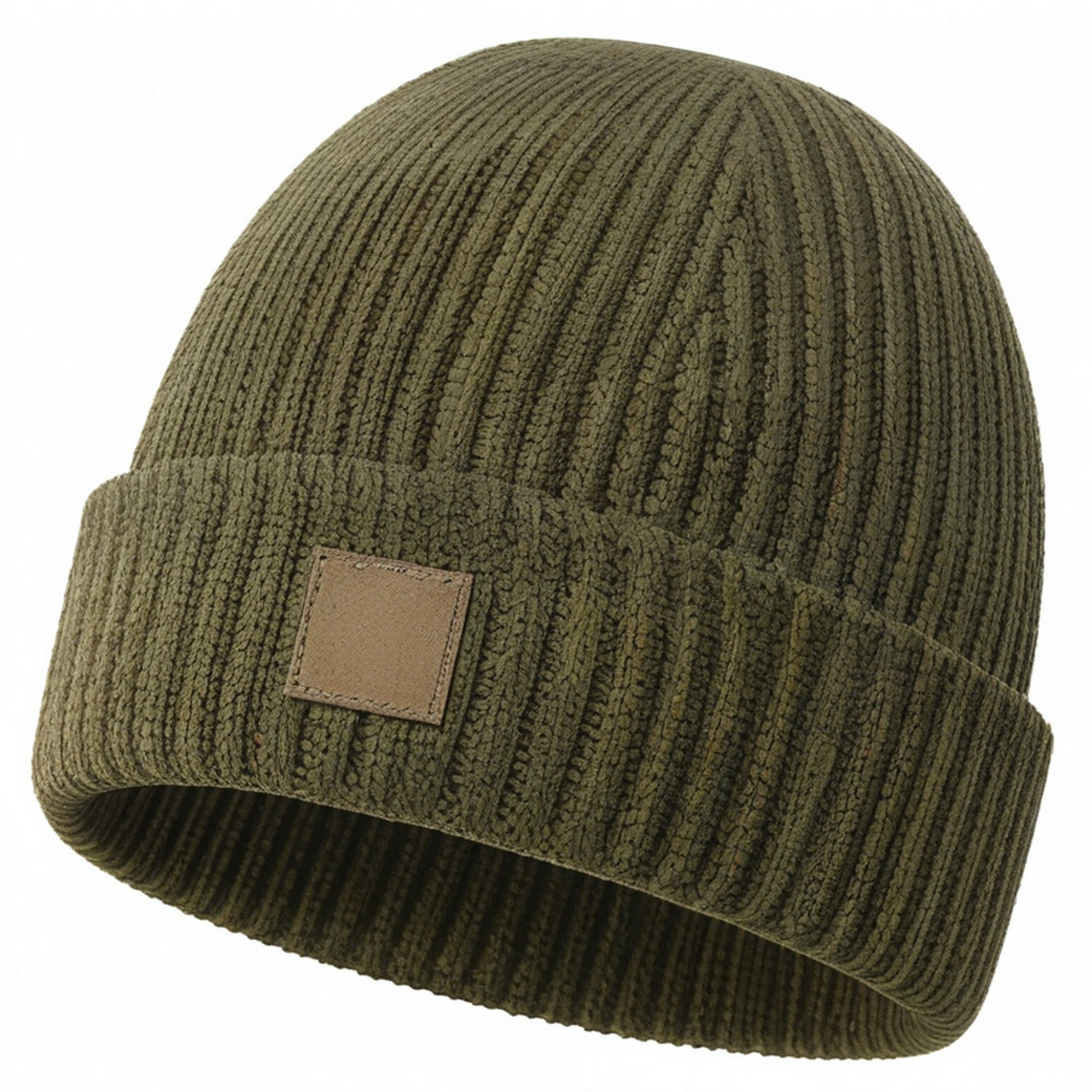 Bonnet côtelé extensible vert kaki pour adulte