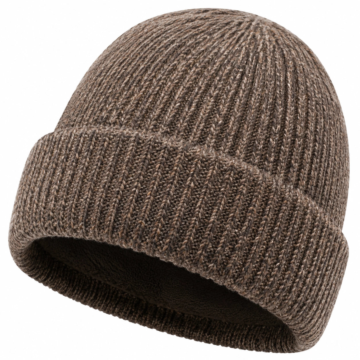 Bonnet en tricot marron avec doublure polaire