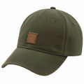 Casquette de baseball unisexe verte avec étiquette en cuir