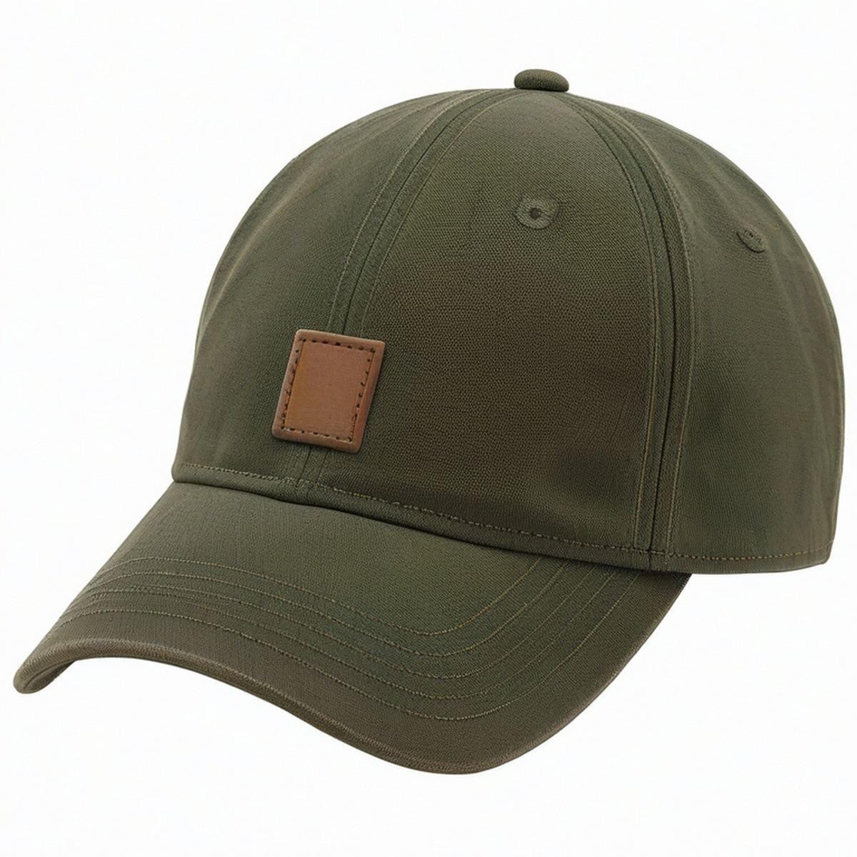 Casquette de baseball unisexe verte avec étiquette en cuir