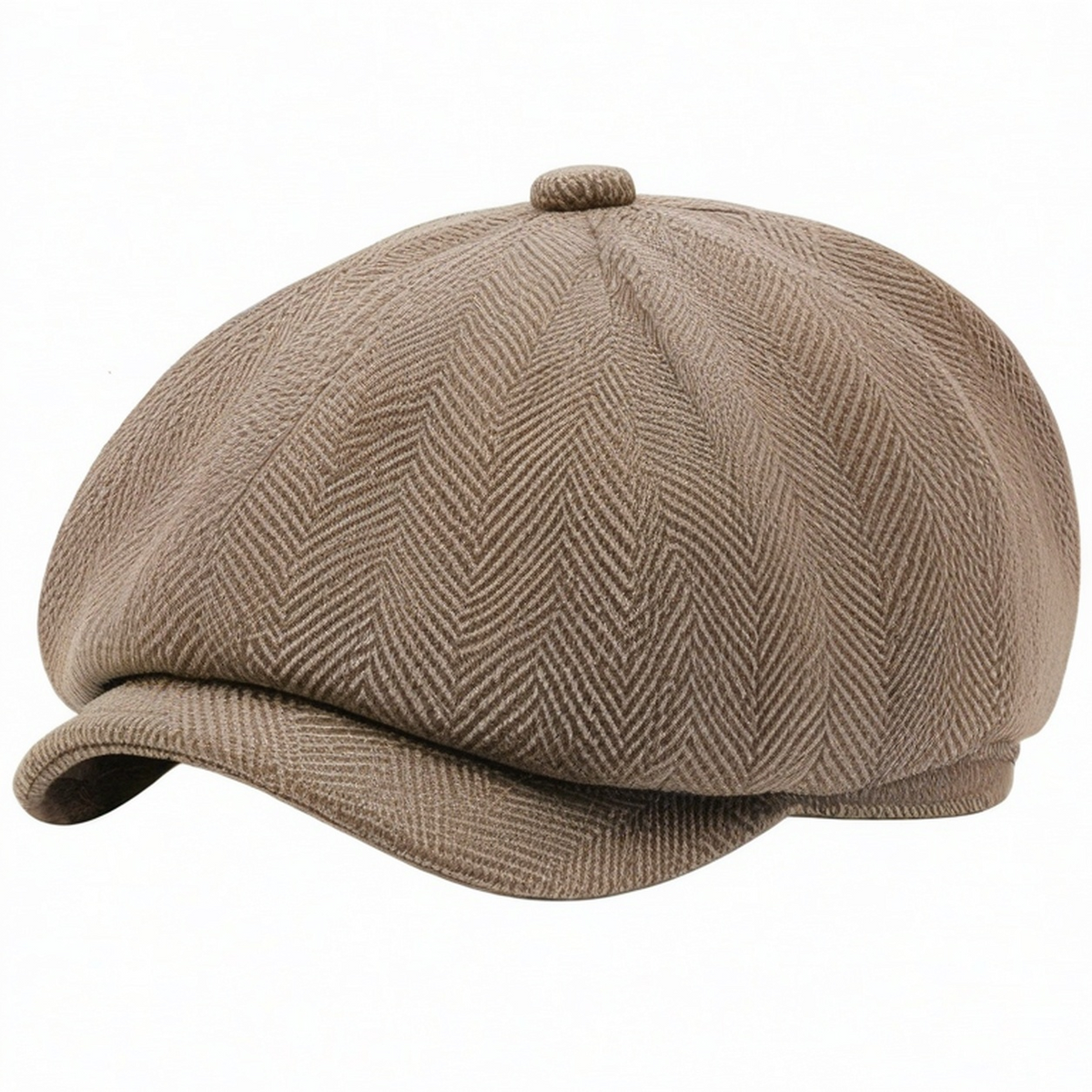 Casquette Gavroche Marron Classique à Motif Chevron