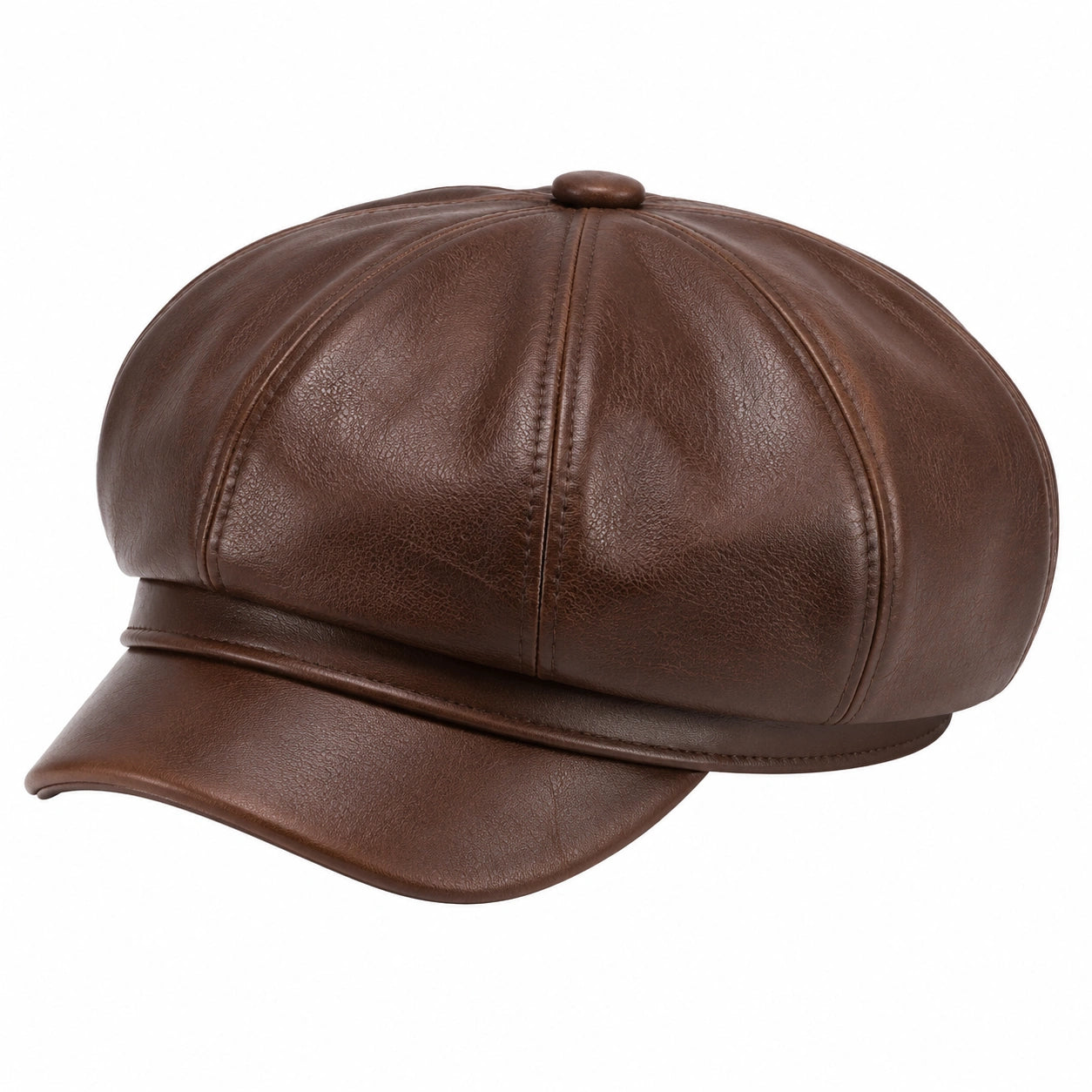 Casquette Gavroche en Cuir Marron