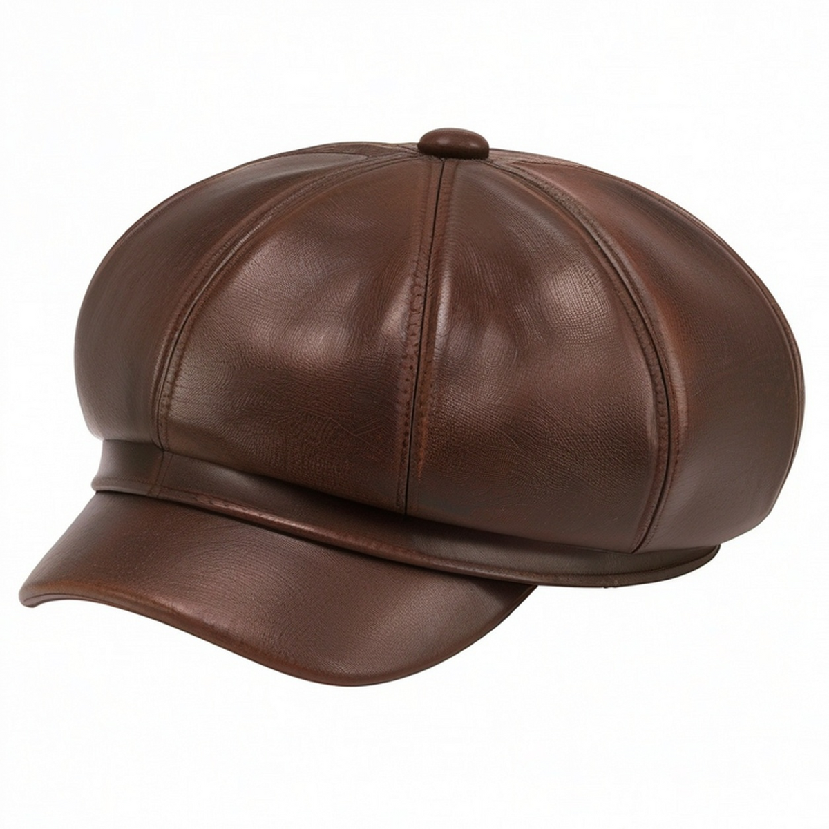 Casquette Gavroche en Cuir Marron