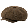 Casquette Plate à Carreaux Marron