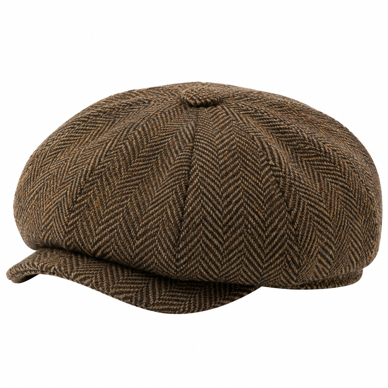 Casquette Plate à Carreaux Marron
