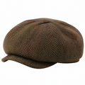 Casquette Plate à Carreaux Marron