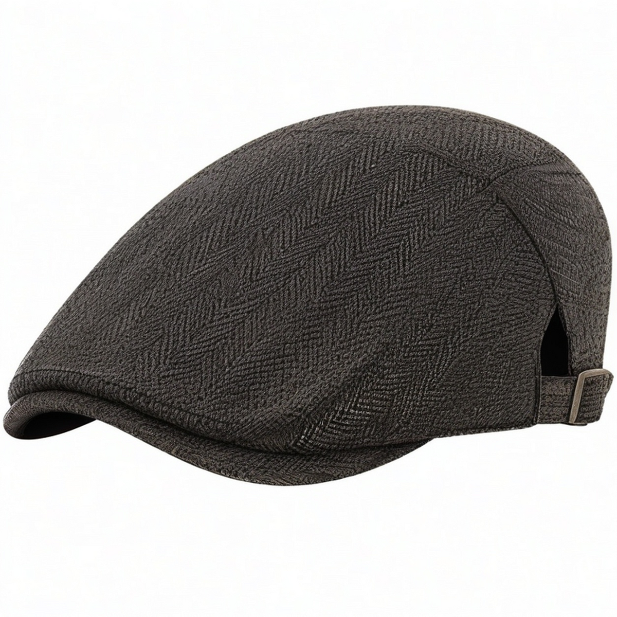 Casquette plate beige ajustable avec boucle en métal