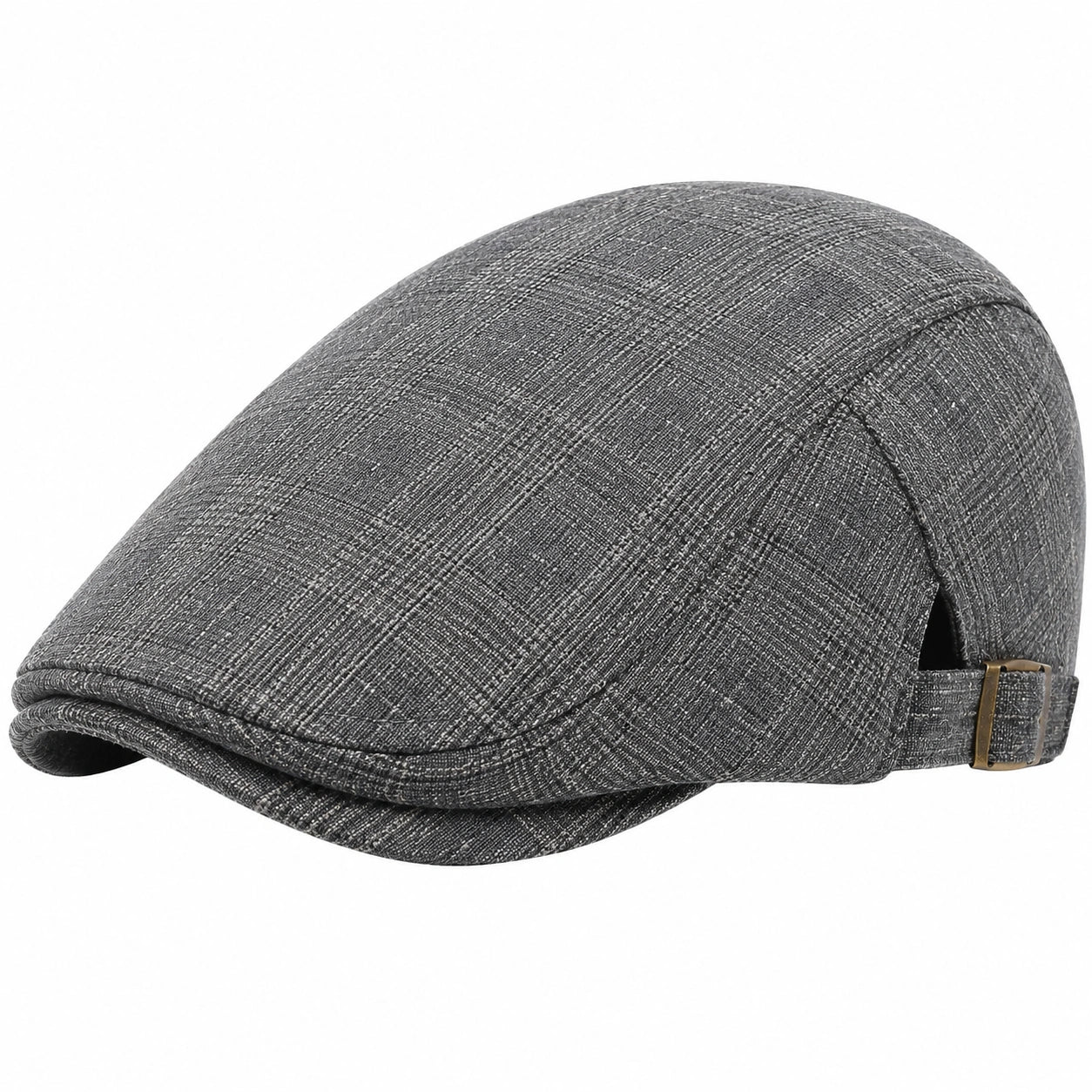 Casquette plate à motif pied-de-poule marron ajustable