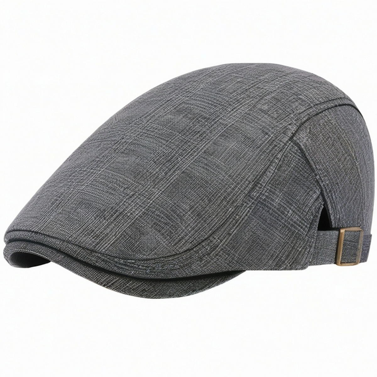 Casquette plate à motif pied-de-poule marron ajustable
