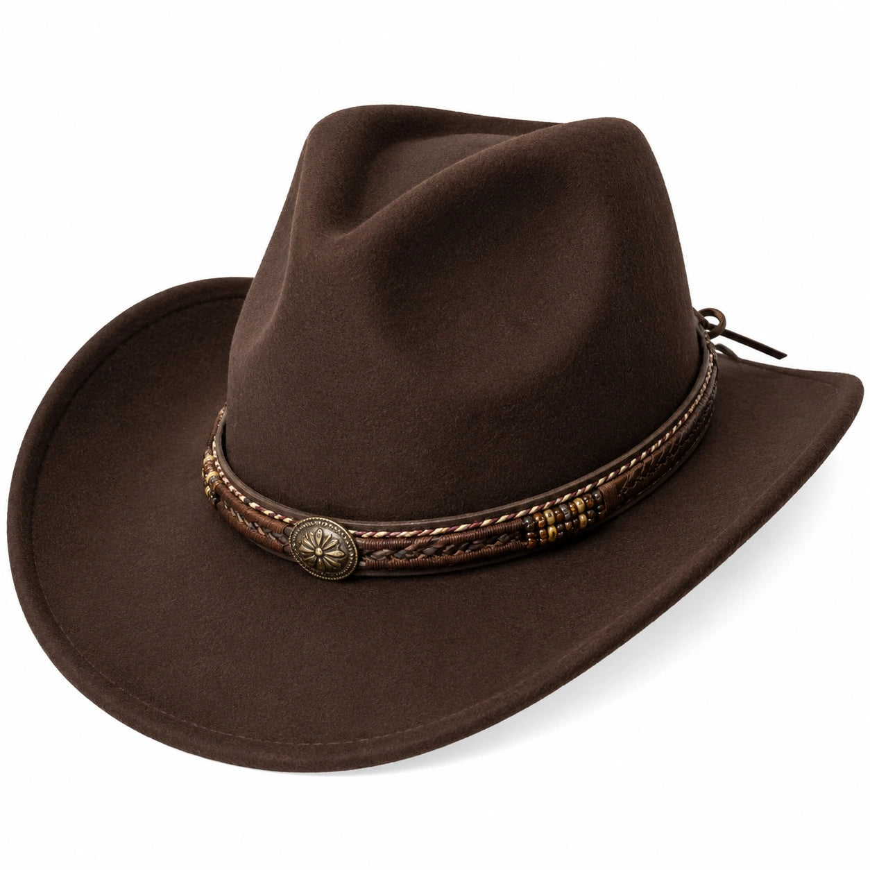 Chapeau Cowboy Western Décor Taureau - Brun