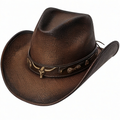 Chapeau de Cowboy Bleu avec Ceinture Tressée Décorative