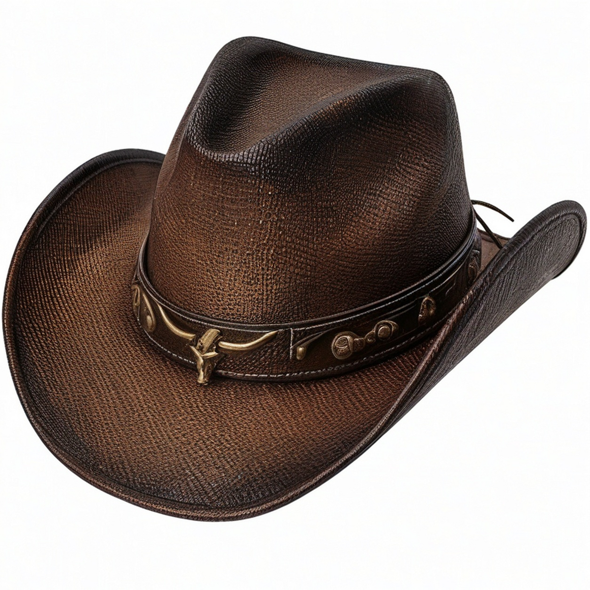 Chapeau de Cowboy Bleu avec Ceinture Tressée Décorative