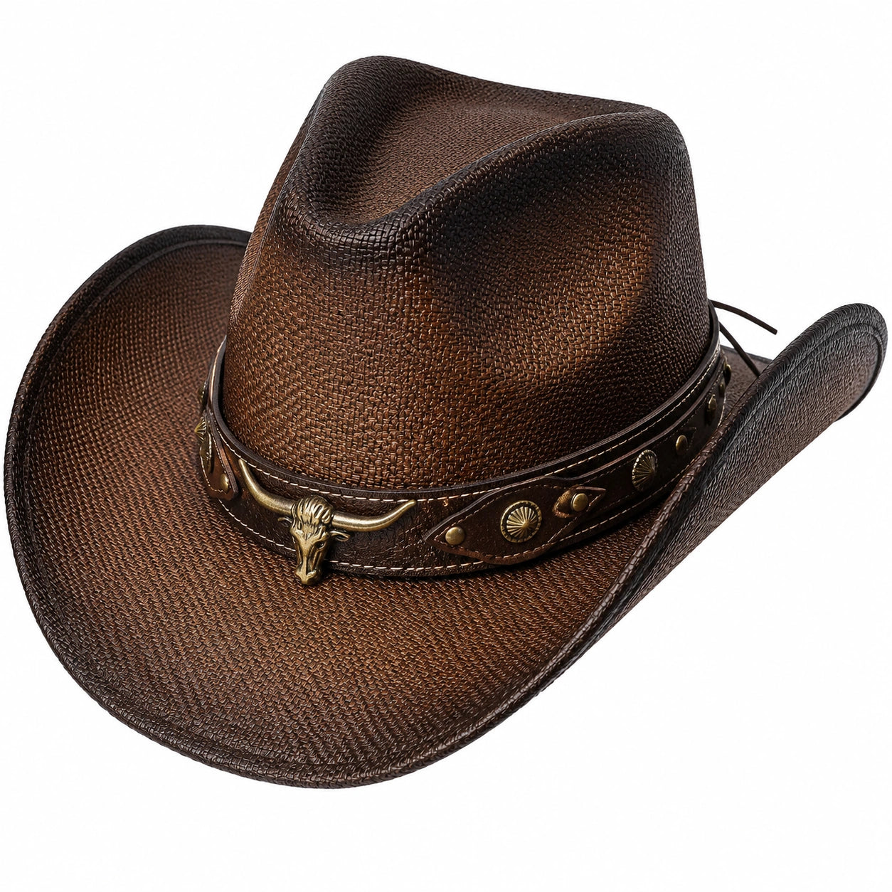 Chapeau de Cowboy Bleu avec Ceinture Tressée Décorative