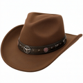 Chapeau Cowboy Brun avec Ornements Métalliques