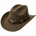 Chapeau Cowboy Marron avec Tête de Taureau
