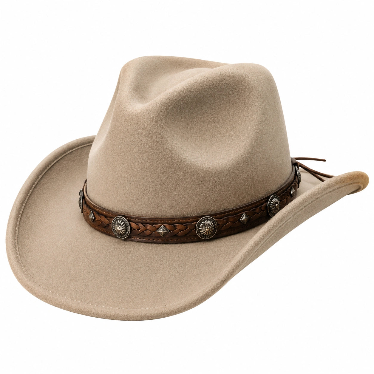 Chapeau de Cowboy Brun avec Ruban Tressé