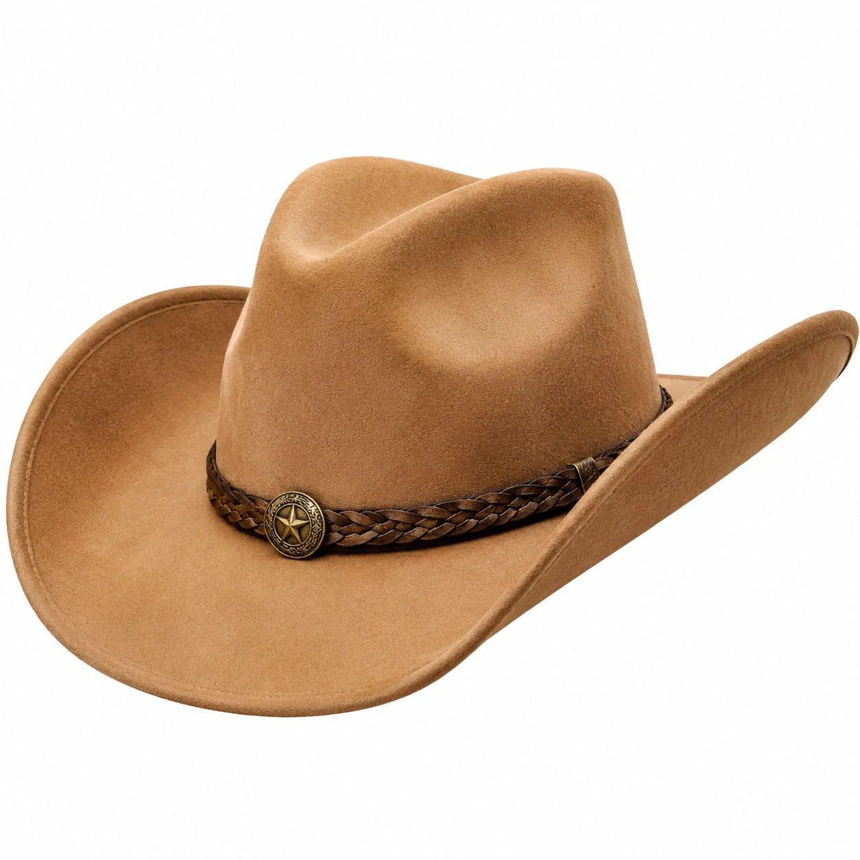 Chapeau Cowboy Marron avec Bande Tressée Décorative