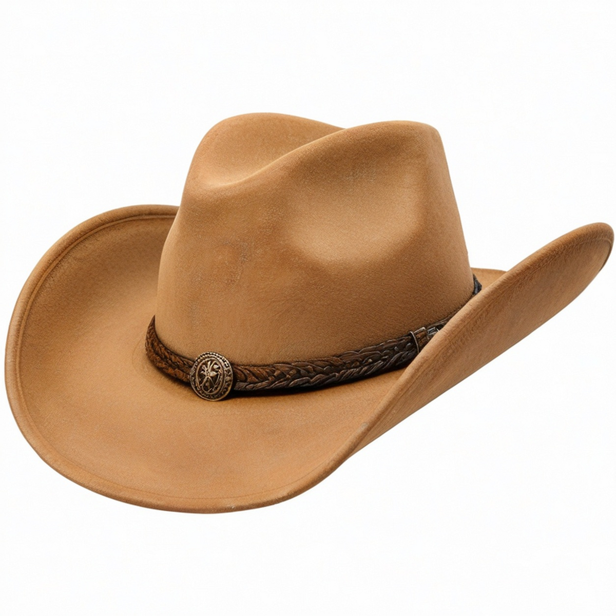 Chapeau Cowboy Marron avec Bande Tressée Décorative